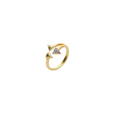 Spero London Sterling Silver Multiple Triangle Adjustable Ring In Gold