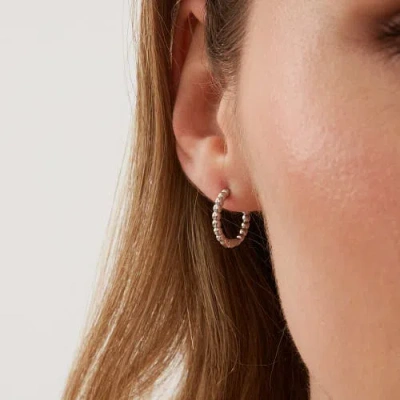 Spero London Bead Hoop Sterling Silver Earring In Metallic