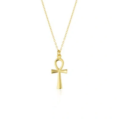 Spero London Sterling Silver Egyptian Ankh Necklace In Gold