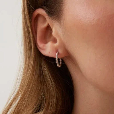 Spero London Bead Hoop Sterling Silver Earring In Metallic