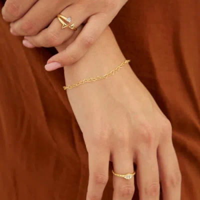 Spero London Sterling Silver Multiple Triangle Adjustable Ring In Gold