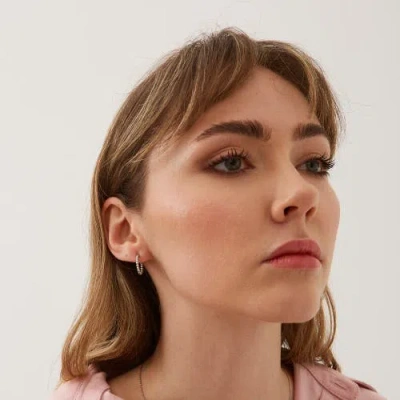 Spero London Bead Hoop Sterling Silver Earring In Metallic