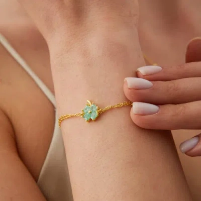 Spero London Sterling Silver Four Leaves Clover Bracelet In Gold