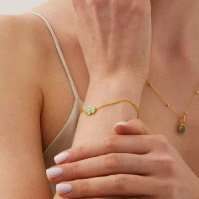 Spero London Sterling Silver Four Leaves Clover Bracelet In Gold