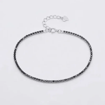 Spero London Sterling Silver Mini Black Tennis Bracelet In Black
