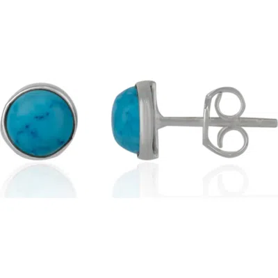 Spero London Blue Turquoise Dome Sterling Silver Stud Earrings In Silver