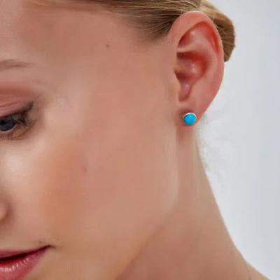 Spero London Blue Turquoise Dome Sterling Silver Stud Earrings In Silver