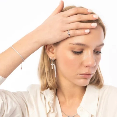 Spero London Bended Sterling Silver Double Gemstone Ring In Metallic