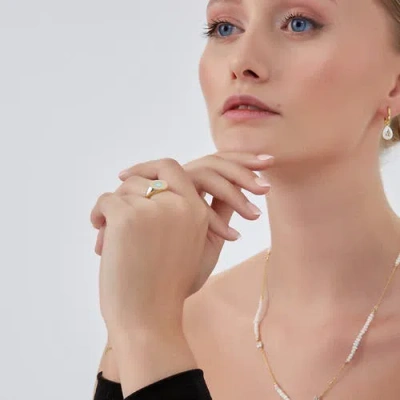 Spero London Enamel Round Sterling Silver Signet Ring In Gold