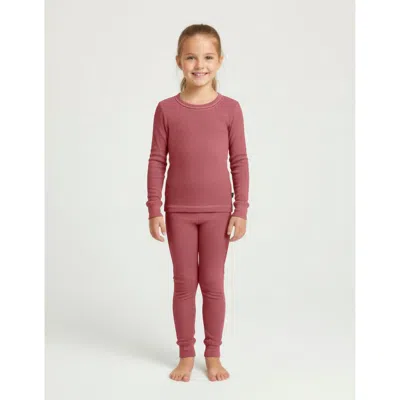 City Threads Girls Soft & Cozy Thermal Long Johns 2-piece Set In Red