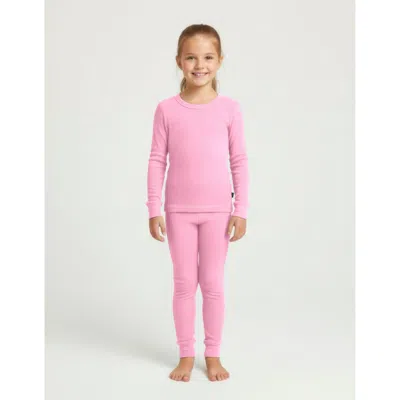 City Threads Girls Soft & Cozy Thermal Long Johns 2-piece Set In Pink