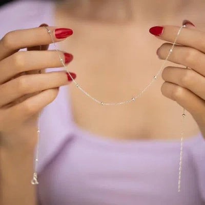 Spero London Bead Chain Sterling Silver Satellite Necklace In Silver