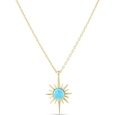 Spero London Blue Opal Northernstar Sterling Silver Pendant Necklace In Silver