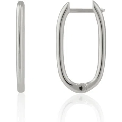 Spero London Oval Rectangular Sterling Silver Hoop Earring In Silver