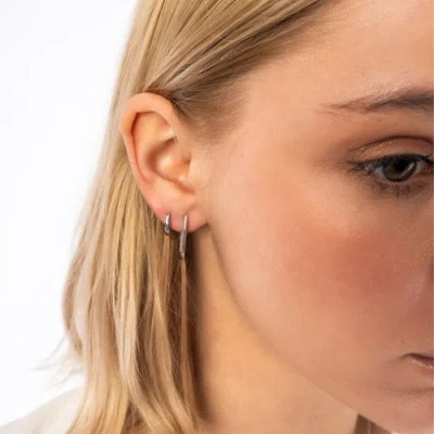 Spero London Oval Rectangular Sterling Silver Hoop Earring In Silver