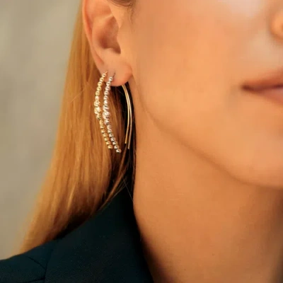 Spero London Beaded Pull Through Sterling Silver Earrings In Gold