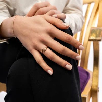 Spero London New Hug Ring With Hands Sterling Silver And Gold Plated In Gold