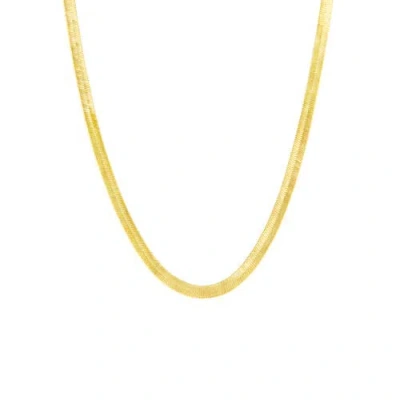 Spero London Bold Herringbone Sterling Silver Flat Snake Chain Necklace In Gold