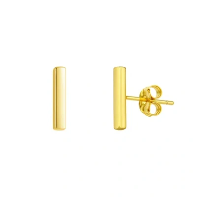 Spero London Bar Stud Plain Earrings Sterling Silver In Gold