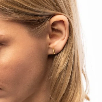 Spero London Bar Stud Plain Earrings Sterling Silver In Gold