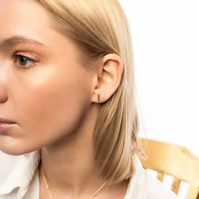 Spero London Bar Stud Plain Earrings Sterling Silver In Gold