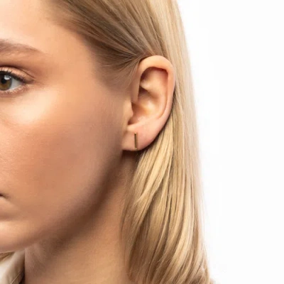 Spero London Bar Stud Plain Earrings Sterling Silver In Gold