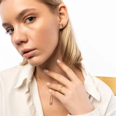 Spero London Bar Stud Plain Earrings Sterling Silver In Gold