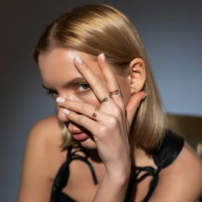 Spero London Sterling Silver Safety Pin Ring In Gold