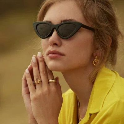 Spero London Celestial Star Sterling Silver Dome Ring With Stones In Gold