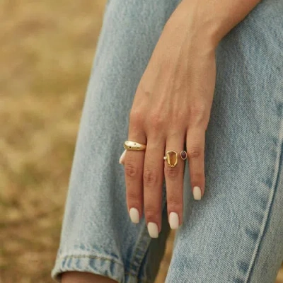 Spero London Celestial Star Sterling Silver Dome Ring With Stones In Gold