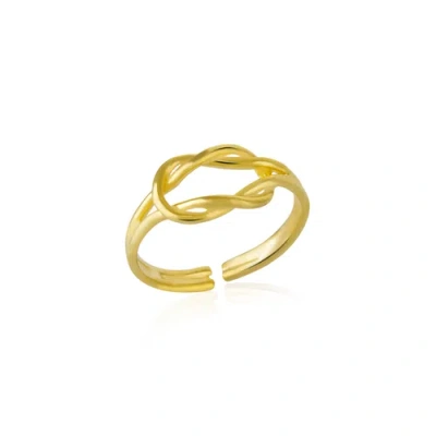 Spero London Knot Sterling Silver Adjustable Ring In Gold