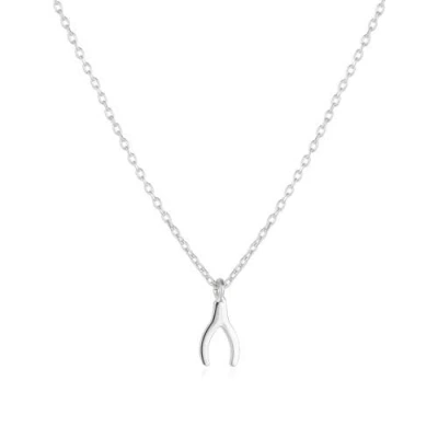 Spero London Sterling Silver Mini Wishbone Necklace In Metallic