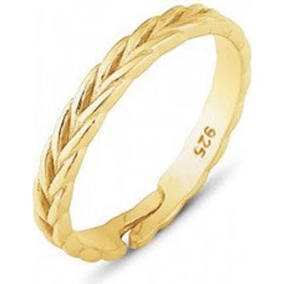 Spero London Braided Design Adjustable Sterling Silver Band Ring In Gold