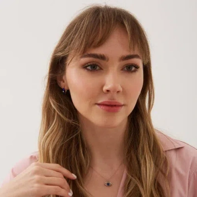 Spero London Transparent Glass Evil Eye Sterling Silver Necklace In Metallic