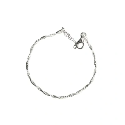 Spero London Bead Chain Twisted Sterling Silver Bracelet In Metallic
