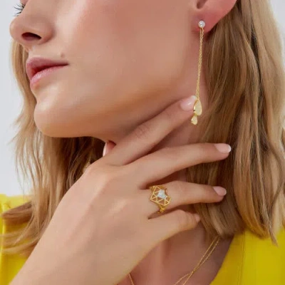 Spero London Geometric Heart Adjustable Ring In Gold