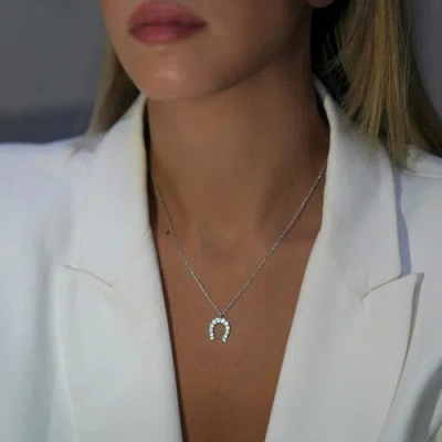 Spero London Sterling Silver Horseshoe Equestrian Necklace In Silver