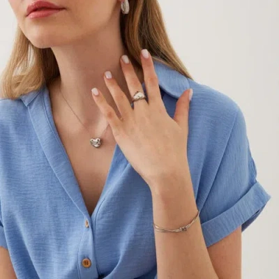 Spero London Sterling Silver Snake Chain Knot Bracelet In Silver