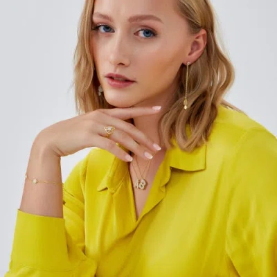 Spero London Geometric Heart Adjustable Ring In Gold