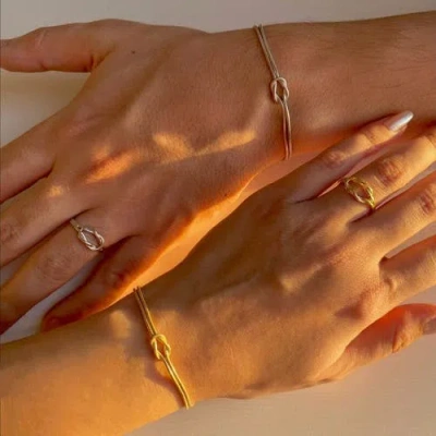 Spero London Sterling Silver Snake Chain Knot Bracelet In Silver