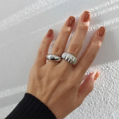 Spero London Sterling Silver Dome Crescent Ring In Metallic