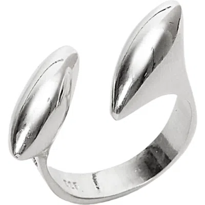 Spero London Double Marquise Sterling Silver Adjustable Ring In Metallic