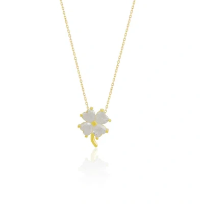 Spero London Four Leaf Clover Sterling Silver Necklace In Gold