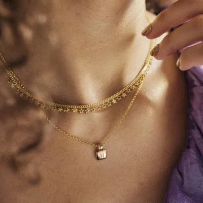 Spero London Rainbow Multiple Star Station Necklace Sterling Silver In Gold