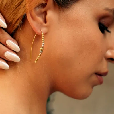 Spero London Beaded Pull Through Sterling Silver Earrings In Gold