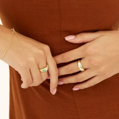 Spero London Celestial Star Sterling Silver Dome Ring With Stones In Gold