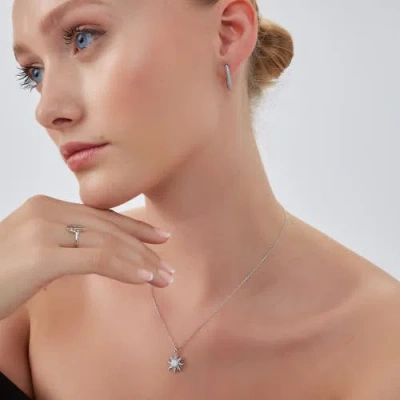 Spero London Pave Rectangular Sterling Silver Oval Hoop Earring In Silver