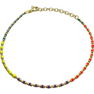 Spero London Sterling Silver Enamel Mine Beaded Colourful Rainbow Bracelet In Multi