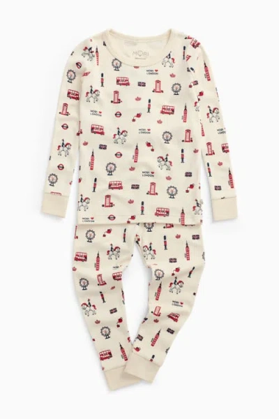 Mori Dino Print Pyjamas With Mint Ribbed Cuff In Multi