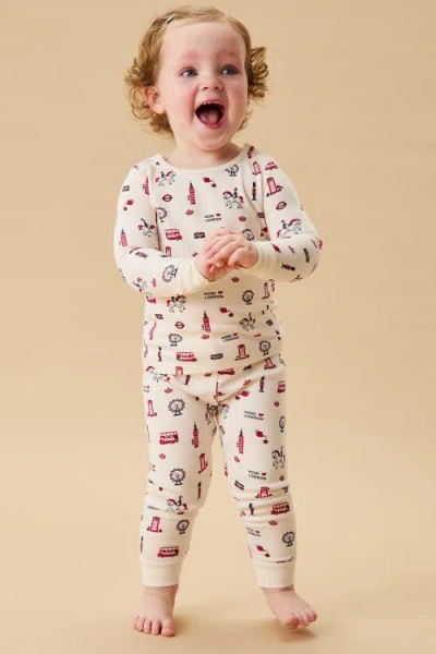 Mori Dino Print Pyjamas With Mint Ribbed Cuff In Multi